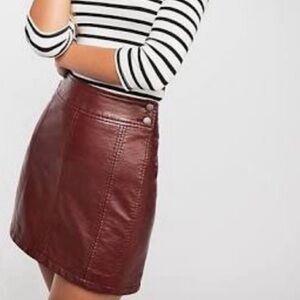Free People Mini Faux Leather Retro Bodycon Skirt